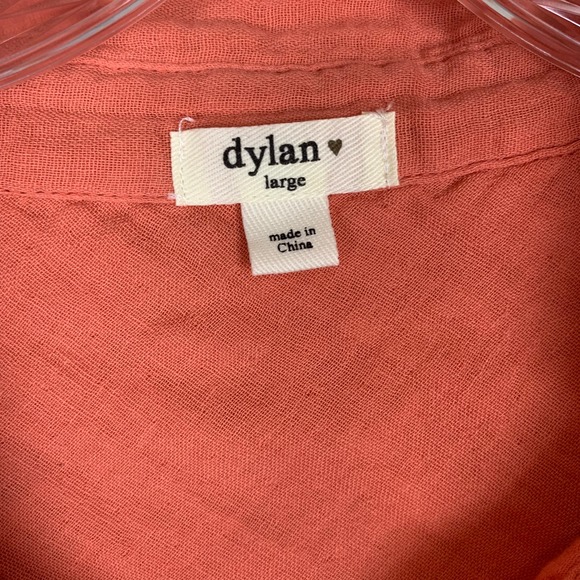 Dylan orange/red button down, frayed hem blouse - Picture 4 of 9